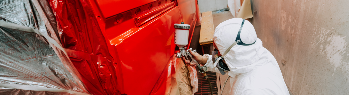 Auto Body and Collision Repair in Clio MI | Auto body repair technician restoring vehicle damage at Simms Body Shop Simms Body Shop collision repair facility in Clio MI