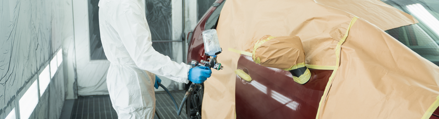 Auto Body and Collision Repair in Clio MI | Auto body repair technician restoring vehicle damage at Simms Body Shop Simms Body Shop collision repair facility in Clio MI